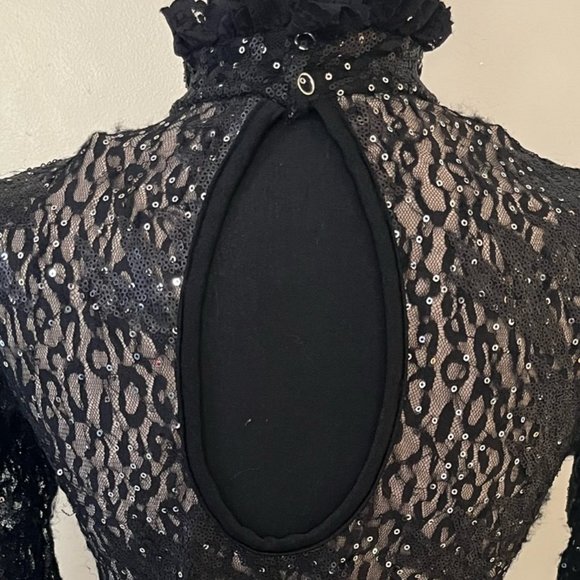 Black Lace Sparkle One piece Jazz/Musical Theater/Tap/Acro Costume - Picture 3 of 5